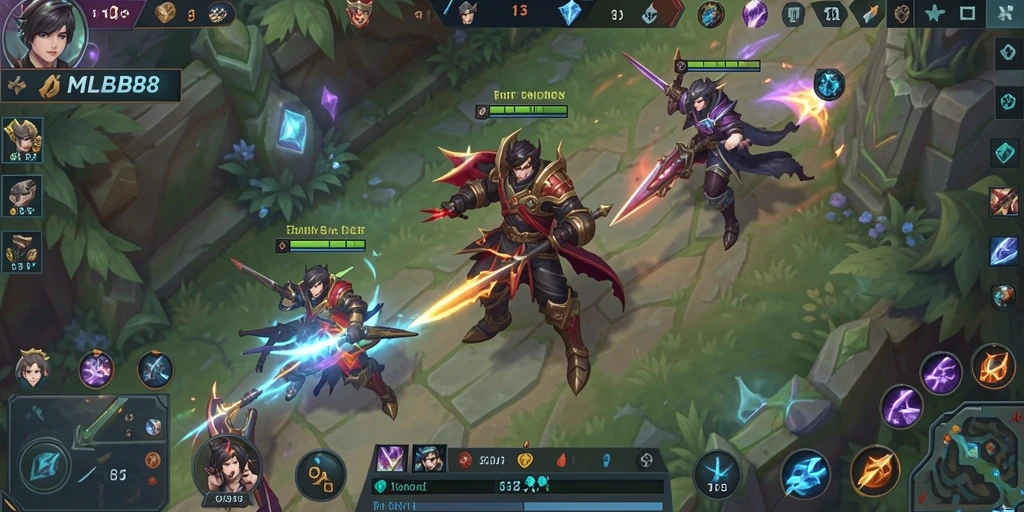 Screenshot gameplay MLBB8 dengan aksi seru di medan perang.