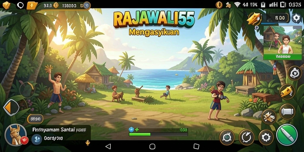 Tampilan gameplay menarik dari RAJAWALI55 yang penuh warna.